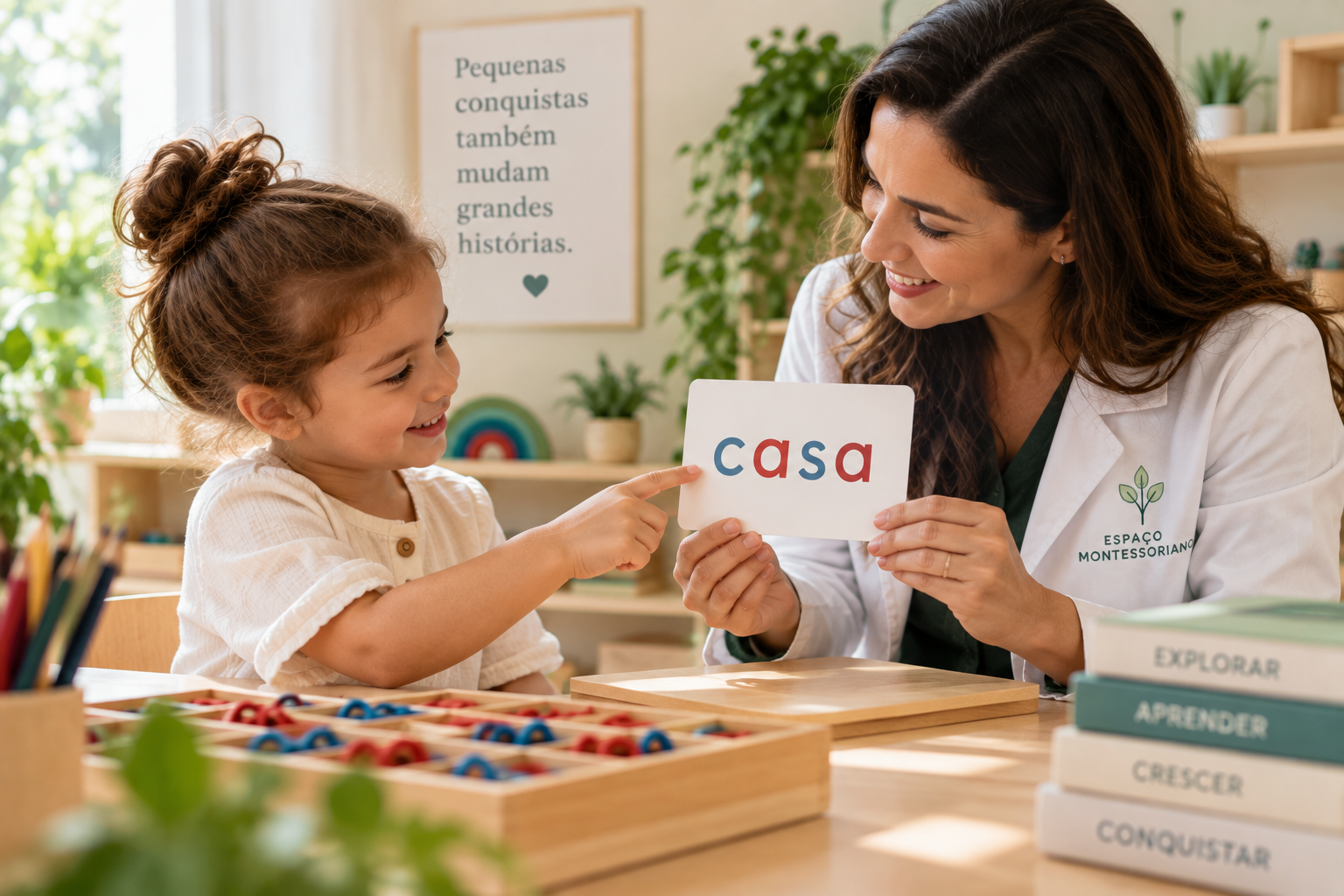 Criança participando de atividade mediada por profissional